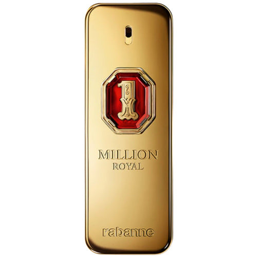 Herrailmur Paco Rabanne 1 Million Royal í gylltri málmflösku með rauðum eim, sem táknar konunglegan kjarna og úrvals lífsstílslykt.