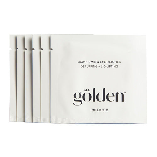 כל Golden 360 Firming Eye Patches, 6 זוגות ארוזים בנפרד המיועדים לנפיחות ומיצוק העור מתחת לעיניים בשגרת טיפוח העור.
