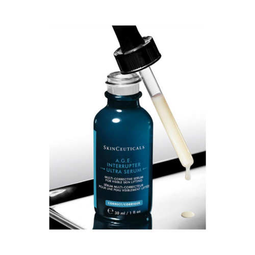 SkinCeuticals A.G.E インタラプター ウルトラ セラム ドロッパー アプリケーターは、セラム テクスチャーを備え、老化やしわのある肌のためのプレミアム フェイス トリートメントです。