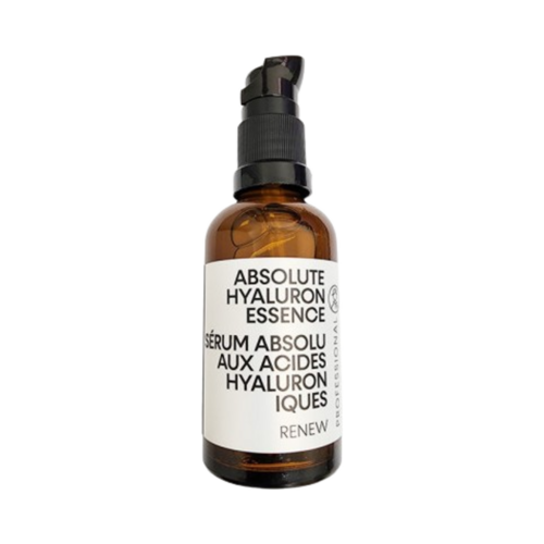 סרום הפנים של Alex Cosmetics Hyaluronic Acid Essence בבקבוק ענבר מלוטש, שנועד להגביר את לחות העור ולהחליק קווים עדינים עם ויטמין B ואלנטואין.