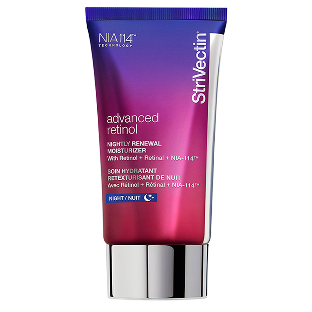 Vista lateral de la crema hidratante renovadora nocturna Strivectin Advanced Retinol