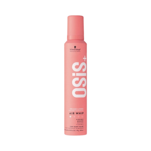 OSiS+ Air Whip Flexible Mousse 200 מ"ל מיכל ורוד, מוס מקצועי לעיצוב שיער לנפח ואחיזה גמישה, נמכר ב-eSkinStore.