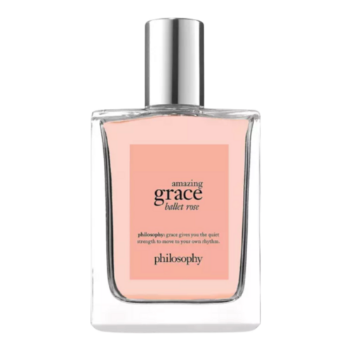 Profumo Philosophy Ballet Rose - Profumo delizioso | Elegante fioritura in un'elegante bottiglia di vetro con etichetta rosa tenue e tappo argentato, ideale per gli amanti delle fragranze floreali.