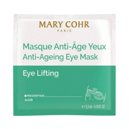 Mary Cohr Anti-Aging Eye Mask single-use sachet with Actilift. Designed for eye area rejuvenation, smoothing wrinkles and reducing puffiness.