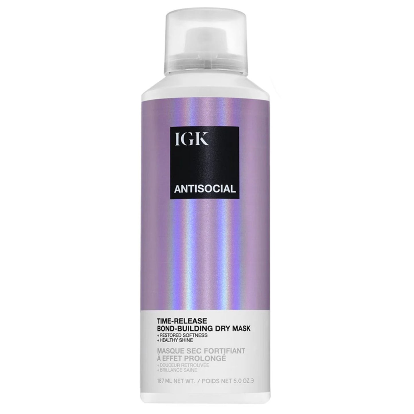 IGK Overnight Hair Mask fyrir þurrt, skemmt hár; Leave-in formúla gerir við og mýkir án þess að skola eða endurstíla, tilvalið til notkunar á nóttunni.