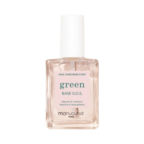 Manucurist Base S.O.S nail care base coat with glycolic acid and vitamins, designed to repair and fortify weak or brittle nails.