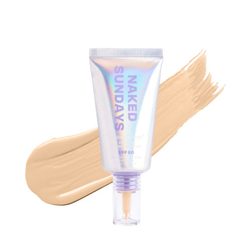 Naked Sundays SPF50 meikkivoide swatchilla