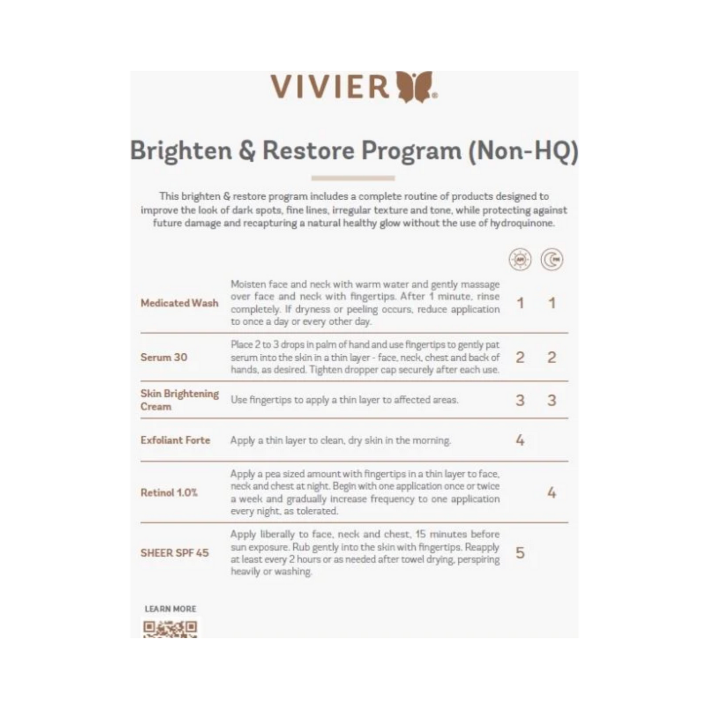 VivierSkin Brighten and Restore プログラム (非本社)