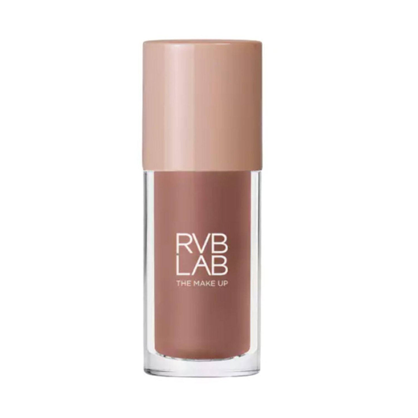 RVB Lab Bronzed Aura Liquid Bronzer #334 in sleek transparent bottle with nude cap, ideal for a radiant, pore-blurring face makeup finish.