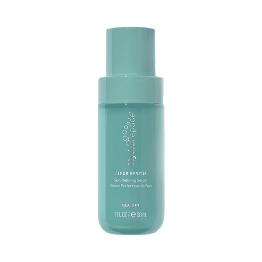 HydroPeptide Clear Rescue Serum flaske for akneforsvar med salisylsyre. Ansiktsserum retter seg mot urenheter og fet hud for en klarere hudfarge.