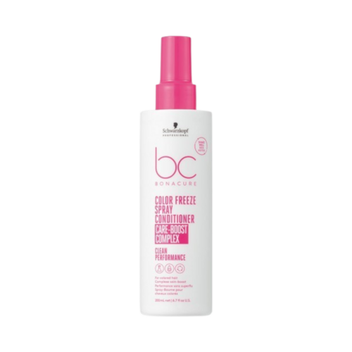 Bonacure Color Freeze Spray Conditioner מרכך שיער 200 מ"ל בקבוק עם פקק ורוד, המיועד לשימור צבע תוסס וברק לשיער.