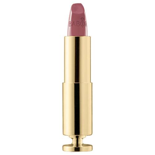 Babor Creamy Lipstick 4g in mauve tone with a gold casing, delivering creamy texture and nourishing ingredients for healthy, glossy lips.