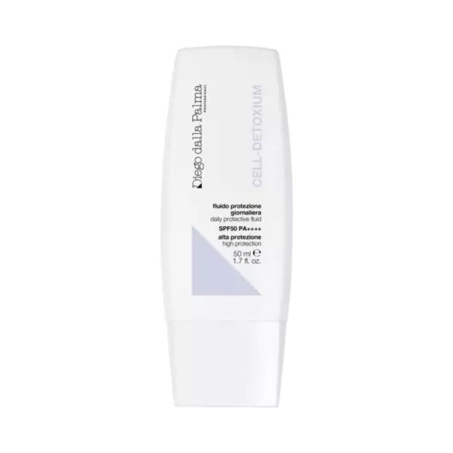 Diego dalla Palma SPF 50 Fluid - High Protection Daily Brug solcreme i en slank hvid 50 ml flaske, ideel til at beskytte ansigtets hud mod UV-stråler og forurening.
