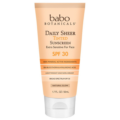 Babo Botanicals Daily Sheer SPF 30 lituð sólarvörn - Náttúrulegur ljóma