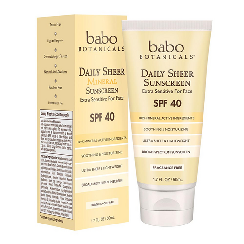 Babo Botanicals diariamente SPF 40 Proteção solar para o rosto