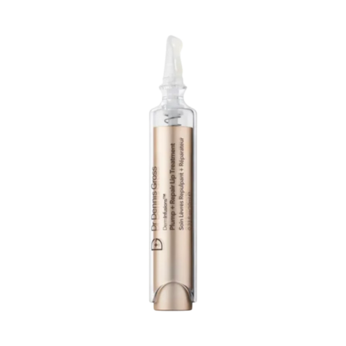 Dr Dennis Gross Lip Treatment - Plumping Lip Treatment in a transparent tube with gold interior, targets lip volume and hydration for smoother lips.