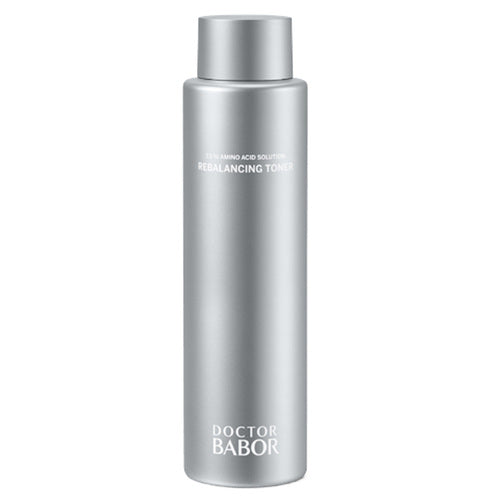 Babor Doctor Toner in silver bottle, formulated to rebalance and soothe facial skin. A luxury toner for hydration and skin clarity in skincare routines.