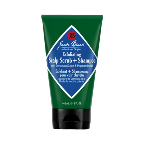 Jack Black Exfoliating Scalp Scrub + Shampoo 5 fl oz tube for hårpleie. Kombinerer rensing og peeling for å friske opp og styrke hår og hodebunn.