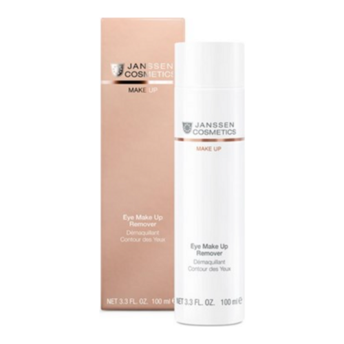 Σετ μπουκαλιού και κουτιού 100ml Janssen Eye Makeup Remover, σχεδιασμένο να καθαρίζει και να αναζωογονεί τις ευαίσθητες περιοχές των ματιών για μια ολοκληρωμένη εμπειρία περιποίησης του δέρματος.