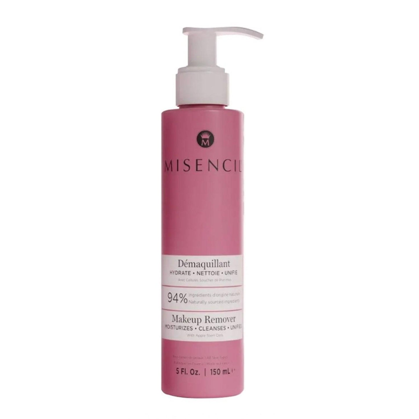 Desmaquilhante natural para pestanas Misencil com 94% de ingredientes naturais. Ideal para uma limpeza eficaz do rosto e dos olhos nas rotinas de cuidados com a pele.