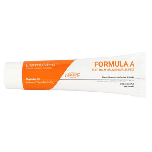 Το DermaMed Foot Balm - Σωληνάριο Formula A απλωμένο, προσφέρει γρήγορη ανακούφιση για κονδυλώματα και μύκητες με οργανικά συστατικά για υγιές δέρμα.