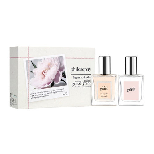 במהדורה מוגבלת Philosophy Gift Duo - ערכת ריח | זר פרחים עם שני בקבוקי בושם אלגנטיים בקופסת מתנה לטיפוח הגוף עם נושא פרחוני.