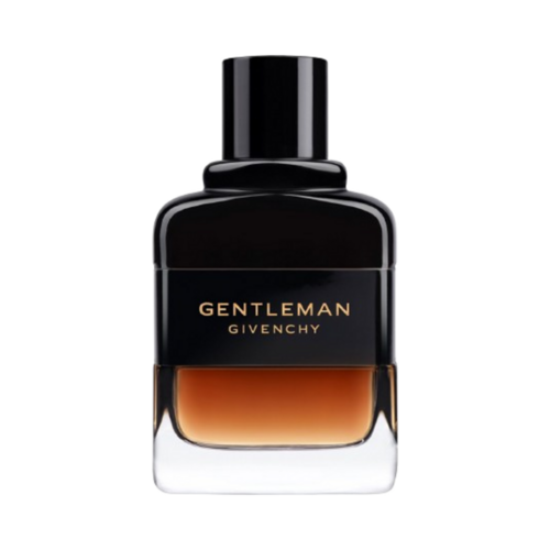 عطر جيفنشي جنتلمان ريزيرف بريفيه للرجال في زجاجة أنيقة من الأسود إلى العنبر، تعرض رائحة متطورة للرجال العصريين.
