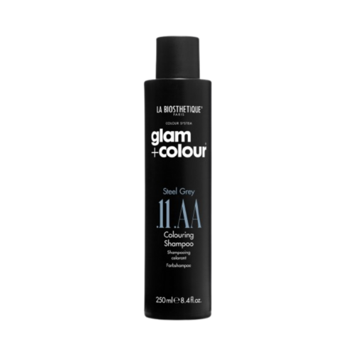 La Biosthetique Steel Grey Coloring Shampoo .11 .AA, 250ml, σχεδιασμένο να καθαρίζει και να τονώνει τα γκρίζα μαλλιά με λαμπερές ασημί ανταύγειες.