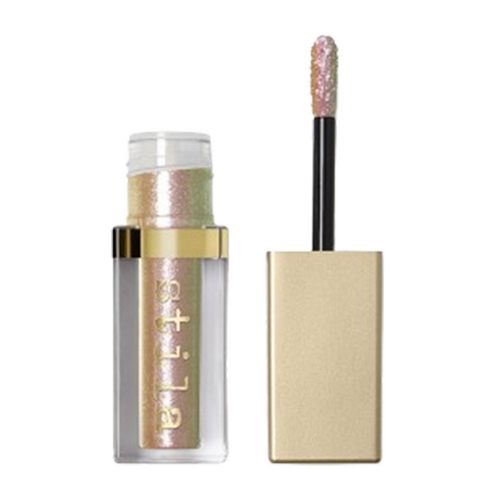 Stila Glisten Glow Eye Shadow - צללית נוזלית 4 מ"ל בשימר ורוד-ירוק ססגוני עם כובע זהב, מושלם לאפקטים של עיניים רב-ממדיות.