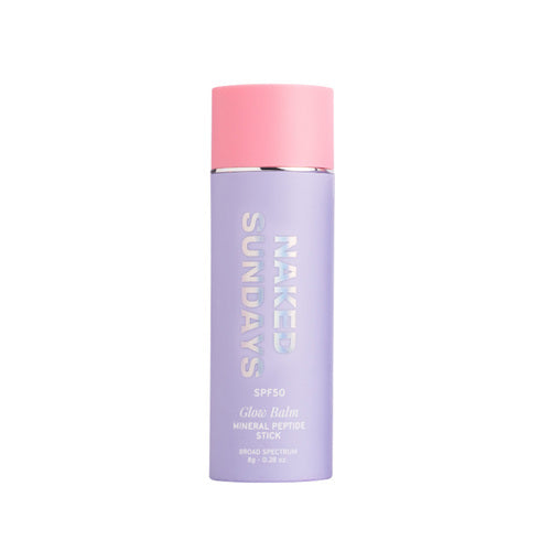 Naked Sundays Glow Balm SPF50 Peptide Stick σε λεβάντα με ροζ καπάκι