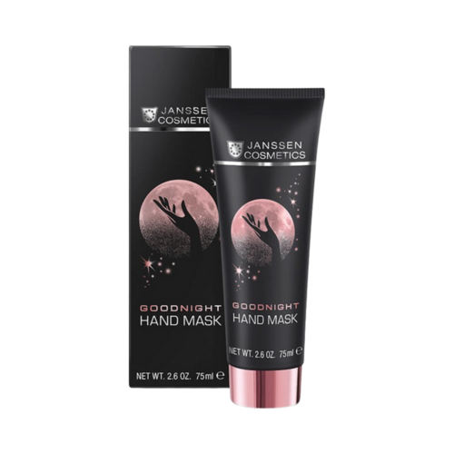 Janssen Cosmetics Goodnight Hand Mask with retail box, 75ml overnight hand care enriched with vitamin A and biotin.