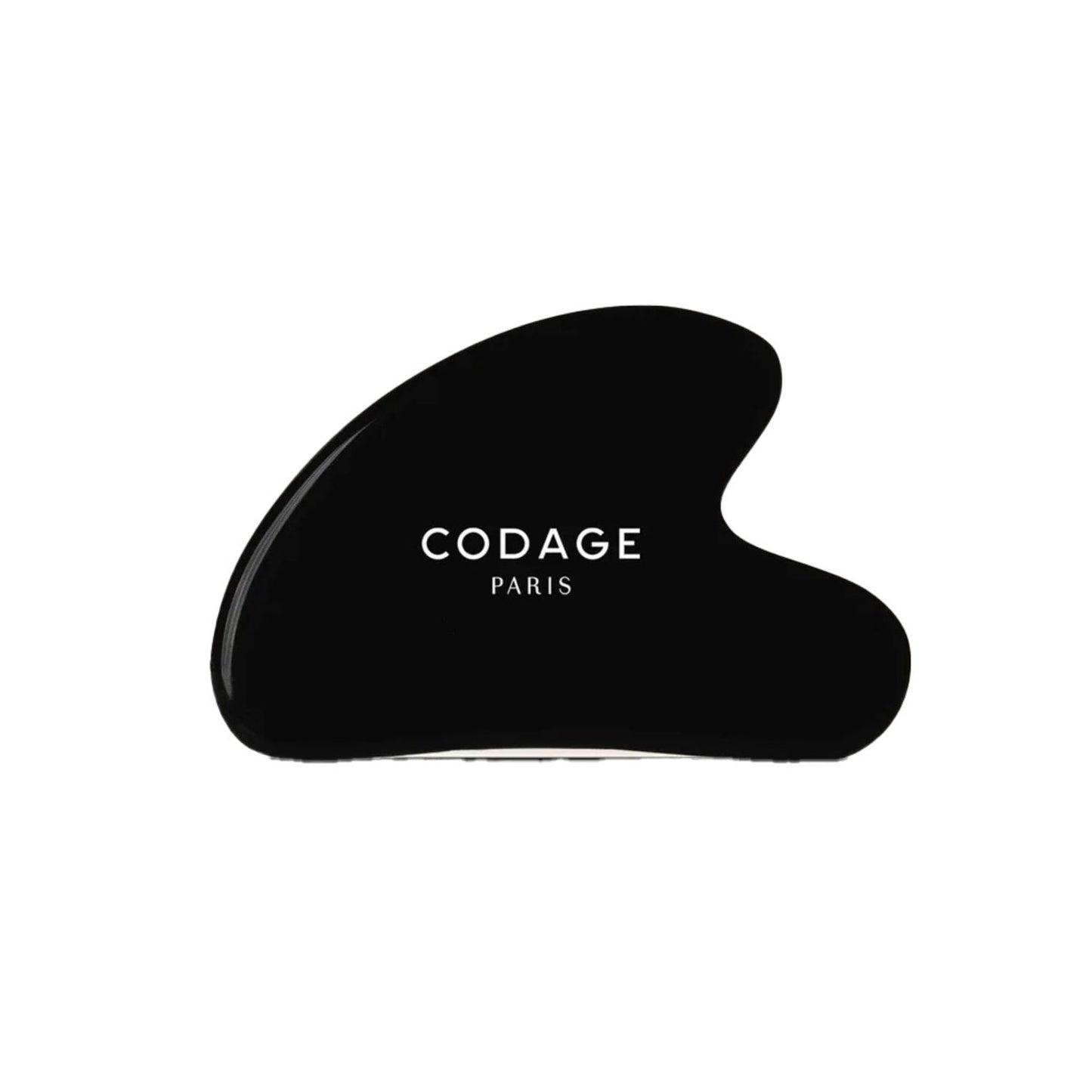 Codage Paris Gua Sha - フェイシャル スキンケア用の黒曜石マッサージ ツール。アンチエイジングとスパ トリートメントのために作られた、洗練されたブラックのデザインです。