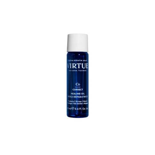 בקבוק טיפולי שיער Virtue Healing Oil 15 מ"ל לבקרת קרזול וברק, חלק מקולקציית טיפוח השיער Virtue.