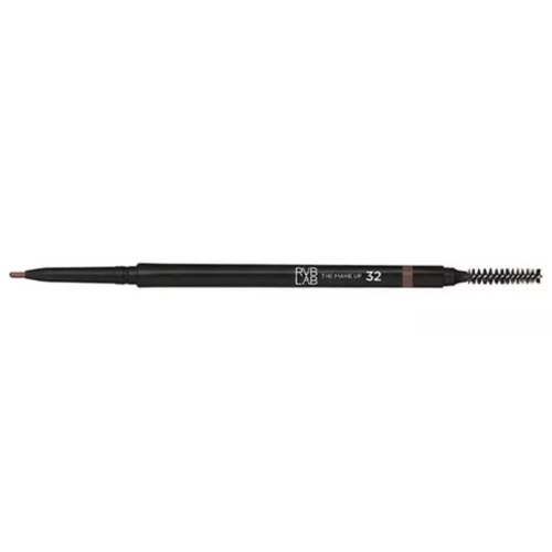 RVB Lab High Precision Brow Pencil חום כהה 32 עם מברשת ספולי, אידיאלי להגדרה ומיזוג גבות בקלות ובדיוק.