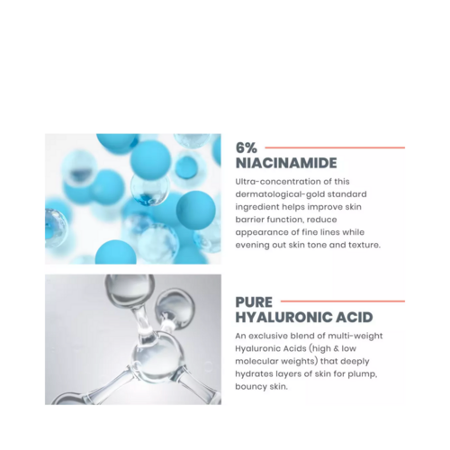 Infografik mit 6 % Niacinamid und reiner Hyaluronsäure in der Avene Hyaluron B3-Creme. Wirkt gezielt auf feine Linien, spendet Feuchtigkeit und verbessert den Hautton.
