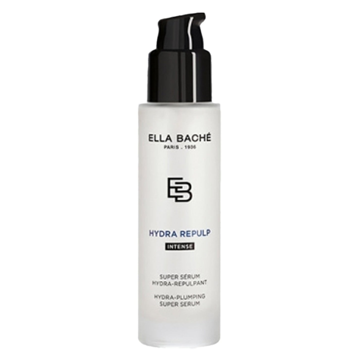 مصل Ella Bache Hydra-Plumping Super Serum في زجاجة مضخة بلوري أنيقة، مصممة لترطيب مكثف ومظهر شبابي للبشرة.