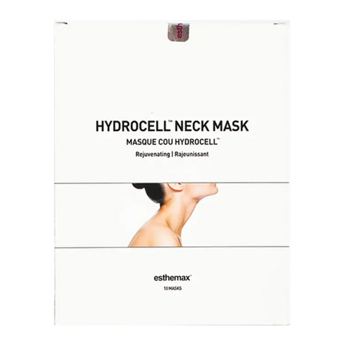קופסת מסכות צוואר של Esthemax Hydrocell המציגה 10 מסכות התחדשות. משפר לחות וקולגן לעור צוואר חלק וצעיר יותר למראה.
