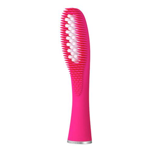 ראש מברשת גל היברידית FOREO ISSA - פוקסיה, 1 חלק המשלב זיפי סיליקון ופולימר לניקוי שיניים עמוק אך עדין.