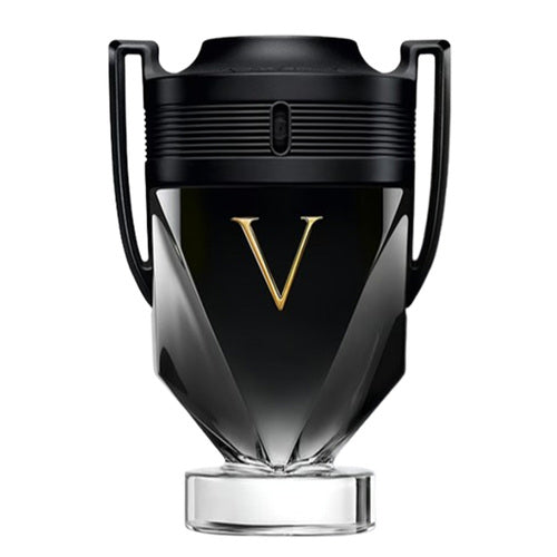 Paco Rabanne Invictus Victory - عطر رجالي في قنينة سوداء لامعة مع قاعدة شفافة وذهبية V. Premium Eau de Parfum للعناية الشخصية.