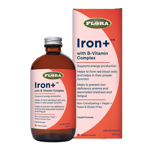 Flora Iron+ Liquid - Iron Liquid Supplement 240 ml, auttaa ehkäisemään raudanpuuteanemiaa, gluteeniton ja vegaaninen, ihanteellinen päivittäiseen rautatukeen.
