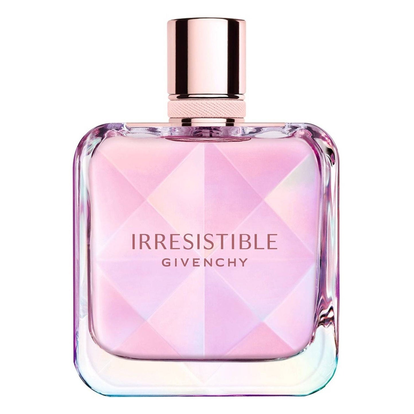 ジバンシー イレジスティブル ネクター EDP 女性用フレグランスは、ローズゴールドのキャップが付いたピンクの幾何学的なガラスボトルに入っており、フローラル、バニラ、ピスタチオのノートが特徴です。