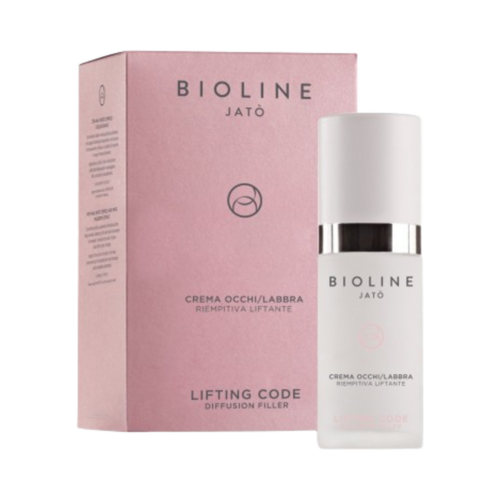 كريم رفع الشفاه للعين من Bioline LIFTING CODE، 30 مل/1 أونصة سائلة، كريم العين المضاد للشيخوخة لشد البشرة ومرونتها في صندوق وردي أنيق.