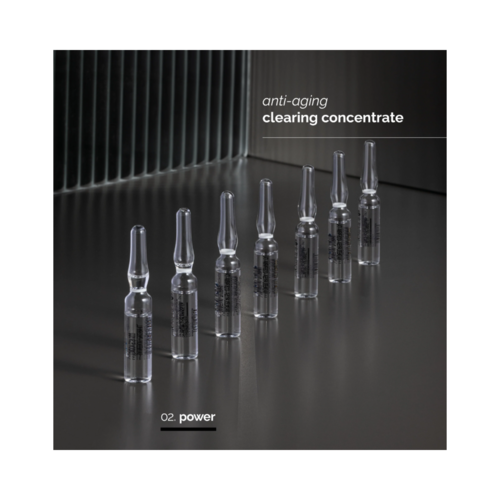 Skin Regimen Lx Multi Acid Ampoules אמפולות סרום אנטי אייג'ינג מסודרות על משטח שחור מחזיר אור. מקדם עור חלק, זוהר וצעיר.