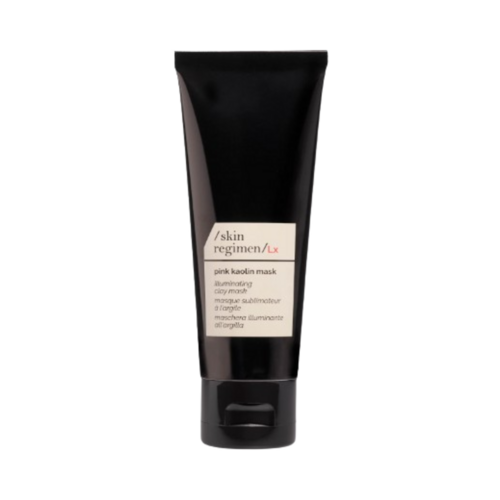 Mascarilla de caolín rosa Skin Regimen Lx que realza el brillo en un tubo negro minimalista. Mascarilla de arcilla hidratante para pieles secas y mejora de la firmeza de la piel.