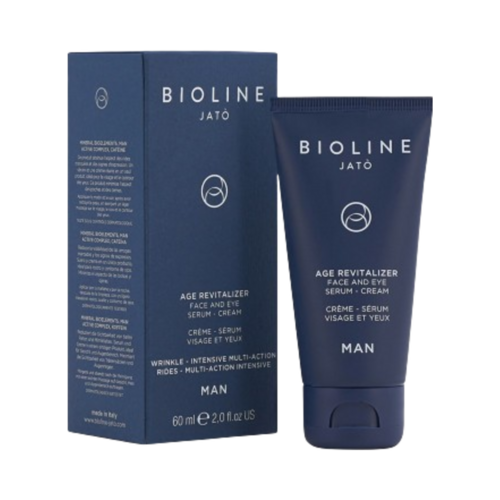 Bioline Man Age Revitalizer קרם סרום עיניים לגברים, טיפול אנטי אייג'ינג לפנים ועיניים באריזה של 60 מ"ל, אידיאלי לעור בוגר ועייף.