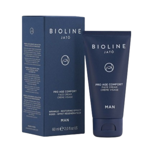 Bioline Man Pro Age Comfort Face Cream, 60 ml/2 fl oz, solución para el cuidado de la piel para hombres mayores de 30 años dirigida a la opacidad, la firmeza y la comodidad después del afeitado.