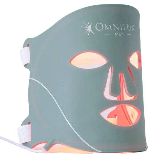 Omnilux男士红光治疗仪发出红光,专为男士面部嫩肤和抗衰老治疗而设计。