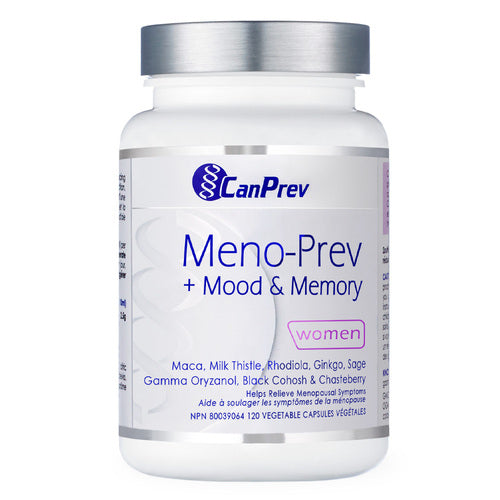 CanPrev Meno-Prev Mood Support - Εμμηνόπαυση Ανακούφιση | Βιταμίνες μνήμης για γυναίκες, σχεδιασμένες να ανακουφίζουν τα συμπτώματα της εμμηνόπαυσης και να ενισχύουν την πνευματική διαύγεια.