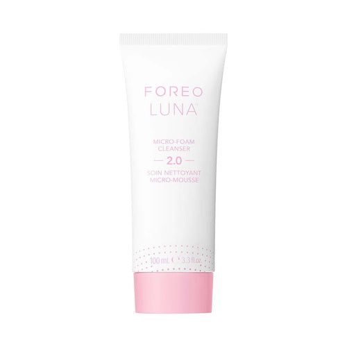 Foreo Luna Micro-foam Cleanser 2.0 in sleek white and pink packaging, facial cleanser for deep pore cleansing, featured in eSkinStore skincare range.