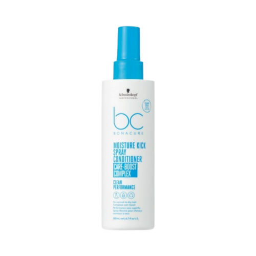 Bonacure Moisture Kick Spray Conditioner מרכך שיער 200 מ"ל, פורמולת השארת משקל קלת משקל לברק ולחות לשיער ב-eSkinStore.